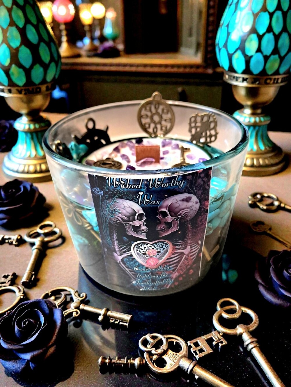 Hand Crafted , Wicked Worthy Wax, Keymaster 16 oz encapsulated resin candle